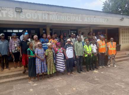 Akatsi South NADMO presents relief items to flood, rainstorm victims